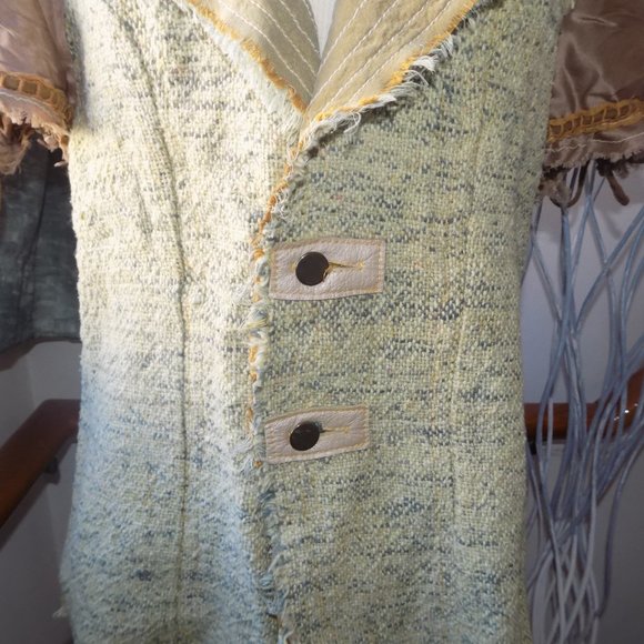 CESAR ARELLANES Multi Fabric Neutral Colored Tweed Jacket Women's Size Medium - Picture 3 of 7